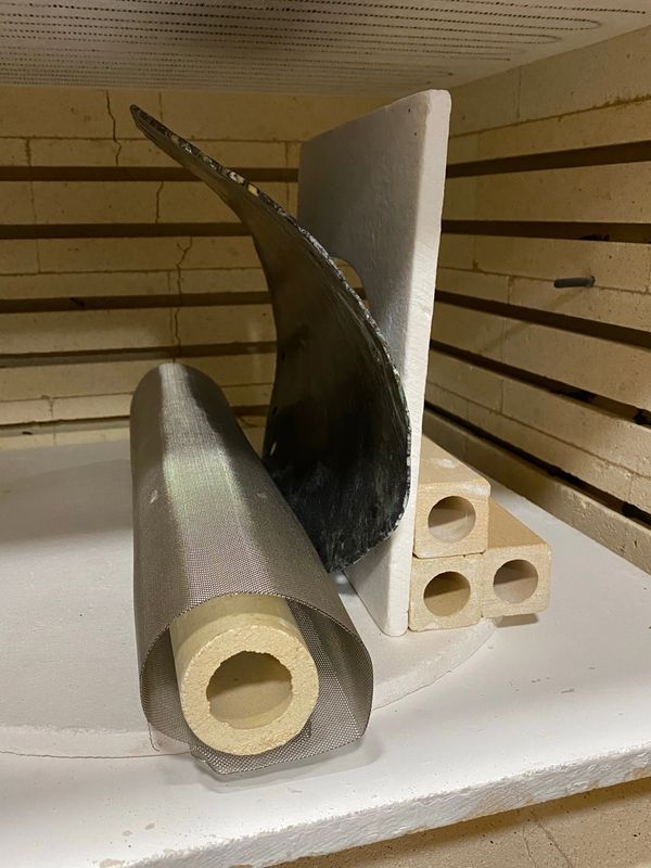 Miracle Mesh forms supported inside a kiln